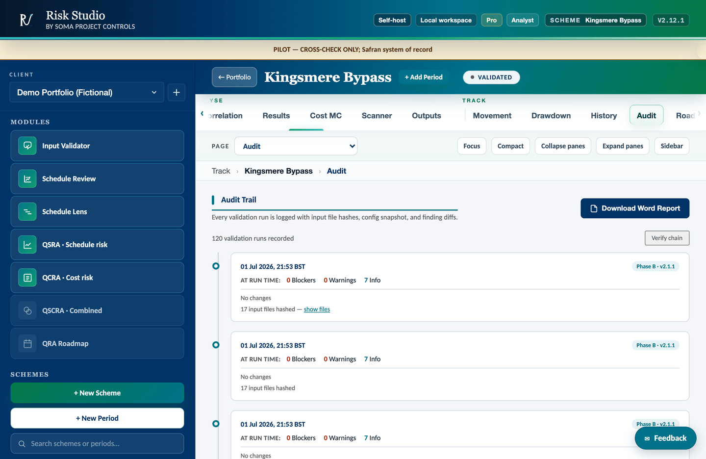 Reference view of audit and run provenance metadata